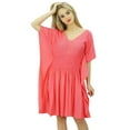 thumbnail image 1 of Bimba Women Short Rayon Kaftan Kimono Sleeve Smocket Waist Summer Beach Coverup, 1 of 9