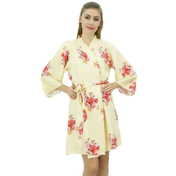 Bimba Women Short Satin Robe Getting Ready Bride Bridesmaid Robes Coverup Gift