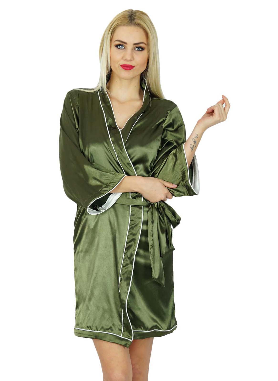 Bimba Women Short Satin Robe Getting Ready Bride Bridesmaid Robes ...