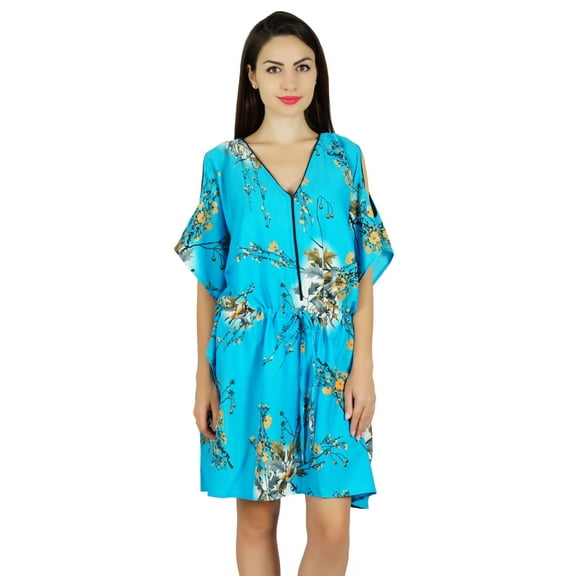 Bimba Women Short Shoulder Kaftan Casual Caftan Drawstring Waist Beach Coverup