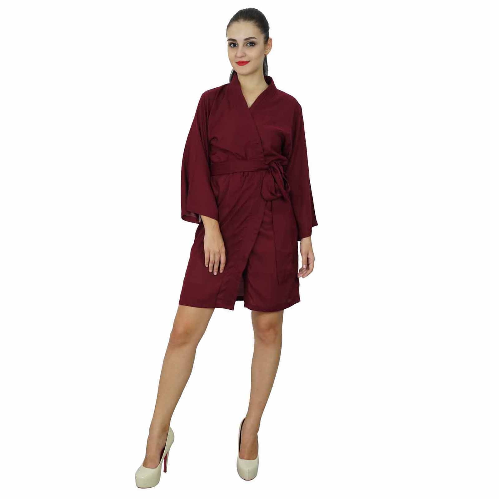 Bimba Women Short Solid Belt Robe Soft Modal Cotton Wrap Round Plain ...