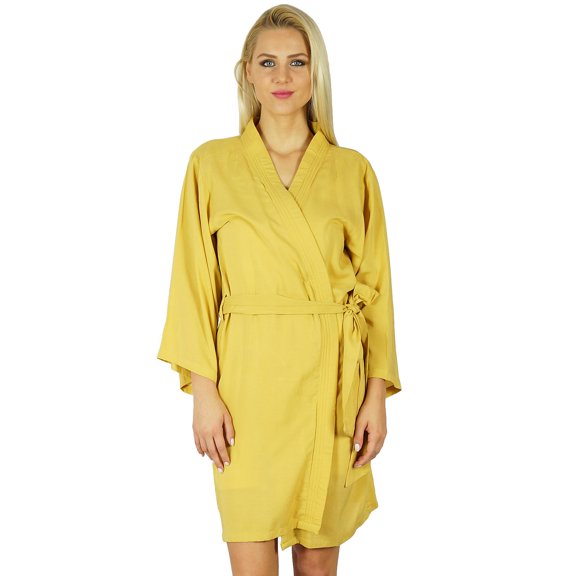 Bimba Women Short Solid Belt Robe Soft Modal Cotton Wrap Round Plain Bath Robe
