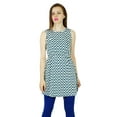 thumbnail image 1 of Bimba Women Short Tunic Polyester Crepe Chic Kurta Kurti Sleeveless Dress Blue, 1 of 1