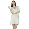 thumbnail image 1 of Bimba Women Short White Rayon Kaftan Slight Sheer Coverup Caftan Sleep Shirt, 1 of 8