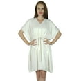 thumbnail image 1 of Bimba Women Short White Rayon Kaftan Slight Sheer Coverup Caftan, 1 of 6