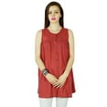 thumbnail image 1 of Bimba Women Short custom Tunic Top Sleeveless Cotton Blouse Button Down Kurti, 1 of 2