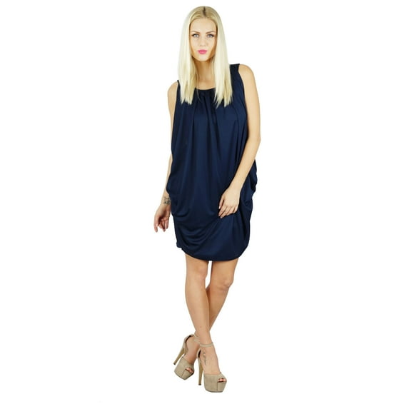 Bimba Women Spandex Blue Dress Fancy Drape Club Wear Clothing