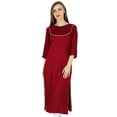 thumbnail image 1 of Bimba Women Straight Kurta Kurti Formal Tunic 3/4 Sleeve Blouse Summer Clothing, 1 of 7