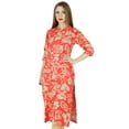 thumbnail image 1 of Bimba Women Straight Kurta Kurti Front Opening Printed Tunic Casual Summer Blouse, 1 of 7