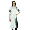 thumbnail image 1 of Bimba Women Straight Rayon Kurta Long custom Kurti 3/4 Sleeve White Top Ethnic Indian Blouse, 1 of 1