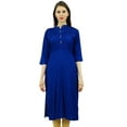 thumbnail image 1 of Bimba Women Summer Casual Pintuck Kurti Kurta 3/4 Sleeve Rayon Tunic Classic Blouse, 1 of 9