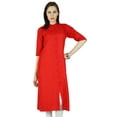thumbnail image 1 of Bimba Women Summer Rayon custom Kurta Kurti 3/4 Sleeve Formal Casual Tunic, 1 of 6