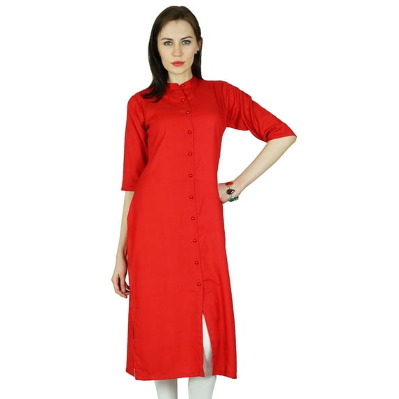 Bimba Women Summer Rayon custom Kurta Kurti 3/4 Sleeve Formal Casual Tunic