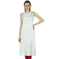 thumbnail image 1 of Bimba Women White Long custom Tunic Ethnic Indian Kurta Kurti Sleeveless, 1 of 1