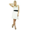 thumbnail image 1 of Bimba Women White Rayon Smocked waist Dress Knee Length Skater Dress, 1 of 6
