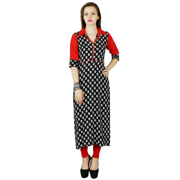 Bimba Women custom Kurta Kurti Rayon short Sleeve Summer Tunic Long Top Blouse Indian Clothing