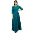 thumbnail image 1 of Bimba Women's 3/4 Sleeve Summer Cotton Maxi Dress Drawstring Waist, 1 of 6