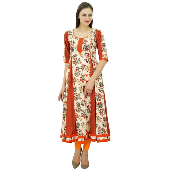 Bimba Women's A-Line Floral Cotton Kurti Designer Ladies Kurta Indian Dress Custom Clothing