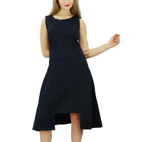 Bimba Women's A-Symmetrical Dress Round Neck Sleeveless Formal Casual Dress