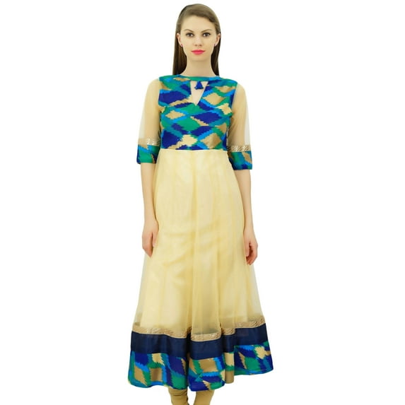 Bimba Women's Anarkali Kurta Designer Kurti Indian Ethnic Long Flared Blouse Dress