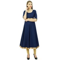 Bimba Women's Anarkali Kurti With Golden Border Dress Indian Clothing Ladies Kurta