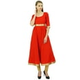 thumbnail image 1 of Bimba Women's Anarkali Kurti With Golden Border Dress Indian Clothing Ladies Kurta, 1 of 5