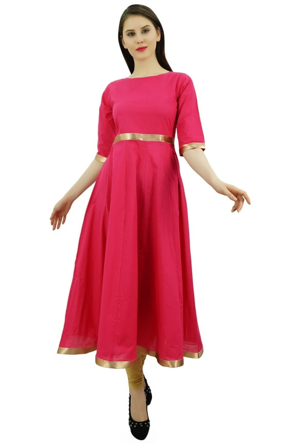 Women's Anarkali Kurti With Golden Border Dress Indian Clothing Ladies Kurta
