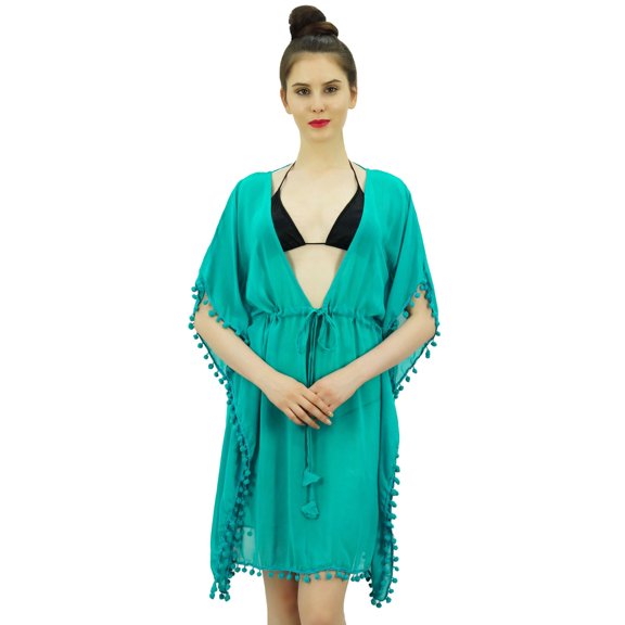 Bimba Women's Bathing Suit Cover Ups Georgette Bikini Swimwear Cover Up Sheer Tunic