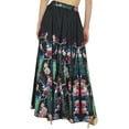 thumbnail image 1 of Bimba Women's Black Peacock Print Cotton Skirt Elastic Waist Summer Skirts-S, 1 of 2