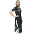 thumbnail image 1 of Bimba Women's Black Printed Tunic Top Designer Kurta Short Sleeve Kurti Top-10, 1 of 5