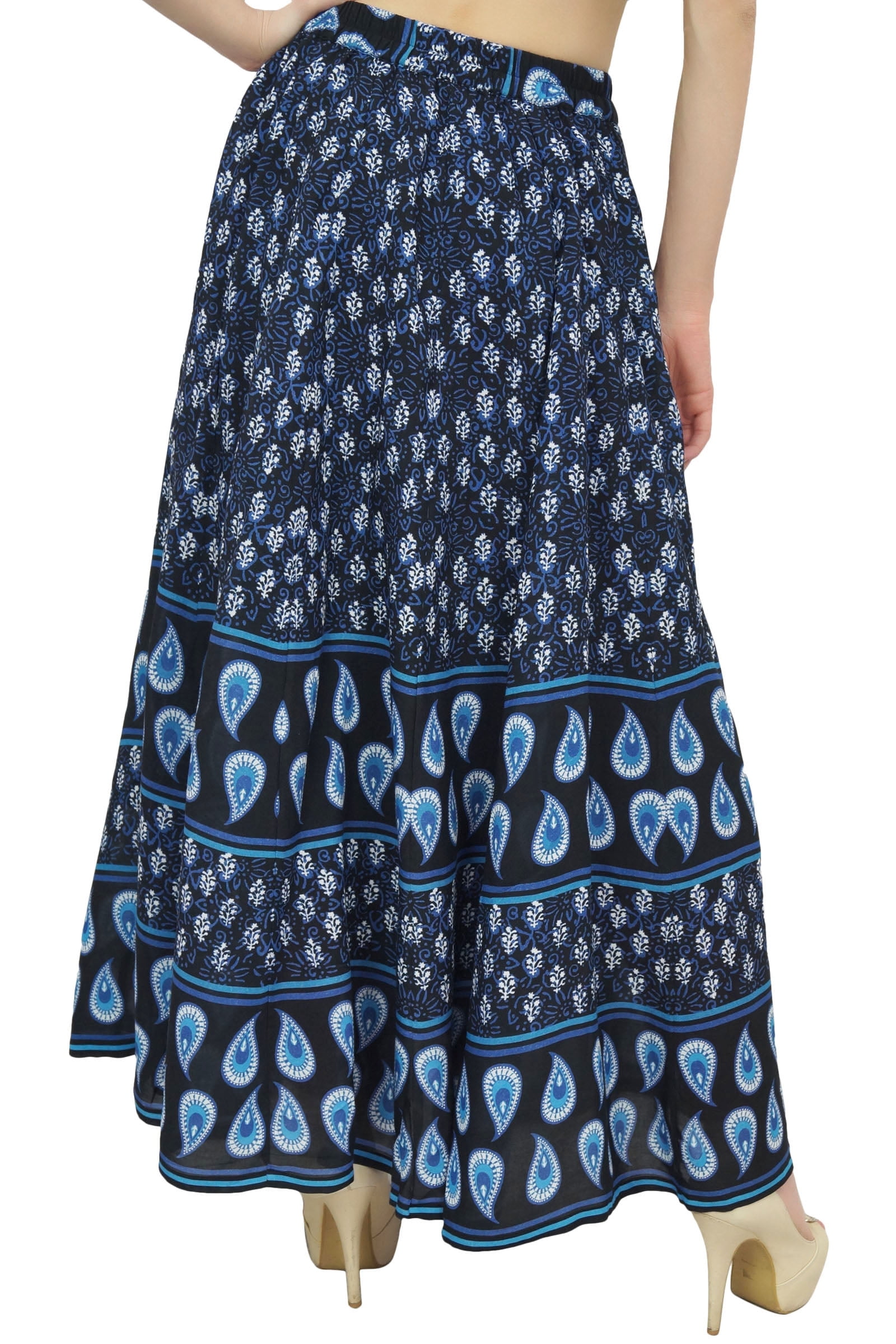 Bendita Colorblock Print Elastic Waist Side Lace-up Slit Maxi Skirt