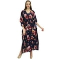 thumbnail image 1 of Bimba Women's Blue Caftan Floral Printed Kaftan Kimono Summer Maxi Dress-4, 1 of 5
