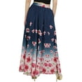 thumbnail image 1 of Bimba Women's Blue Floral Printed Cotton Elastic Waist Designer Maxi Skirt-3XL, 1 of 2