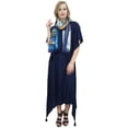 thumbnail image 1 of Bimba Women's Blue Sleeve Asymmetrical Hem Maxi Dress with Scarf-18, 1 of 9