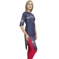 thumbnail image 1 of Bimba Women's Blue Tunic 3/4 Sleeve Printed kurti Kurta Ethnic Dress Wear-4, 1 of 5