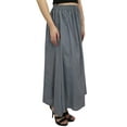 thumbnail image 1 of Bimba Women's Bohemian Style Elastic Waist Gray Long Maxi Skirt With Tassels-S, 1 of 4