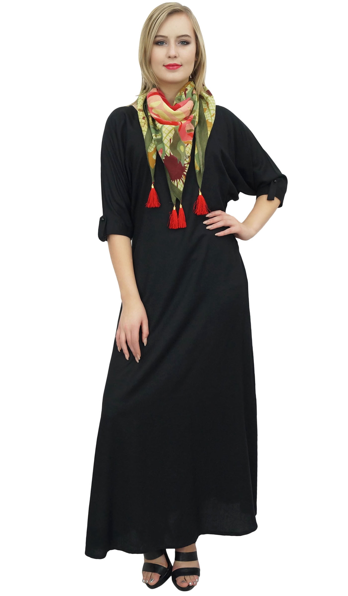 black maxi dress with scarf Strapless Scarf A Line Maxi Dress Black