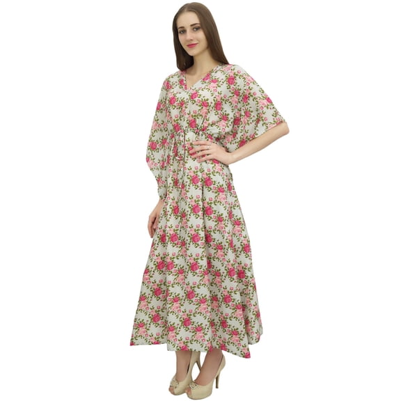 Bimba Women's Caftan Long Pink Maxi Boho Drawstring Waist Coverup Kaftan-18