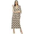 thumbnail image 1 of Bimba Women's Caftan Long Purple Maxi Boho Drawstring Waist Coverup Kaftan-8, 1 of 5