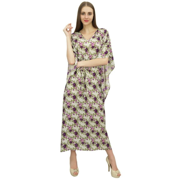 Bimba Women's Caftan Long Purple Maxi Boho Drawstring Waist Coverup Kaftan-8