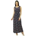 thumbnail image 1 of Bimba Women's Casual Bowling Print Round Neck Elastic Waist Maxi Summer Dress, 1 of 7
