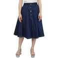 thumbnail image 1 of Bimba Women's Casual Designer Denim A-Line Skirt Elastic Waist With Pockets-S, 1 of 6