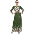 thumbnail image 1 of Bimba Women's Casual Floral Digital Printed Long Green Maxi Designer Dress-16, 1 of 5