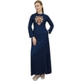 thumbnail image 1 of Bimba Women's Casual Navy Blue Full Length Solid Aari Work Rayon Maxi Dress - 20, 1 of 2