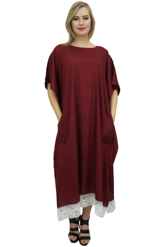 Women's Chic Boho Style Maxi Long Kaftan With Pockets Rayon Coverup-12