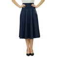 thumbnail image 1 of Bimba Women's Clissic Chic Knee Length a-line Denim Skirt High Waist Skirts, 1 of 1