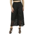 thumbnail image 1 of Bimba Women's Cotton Culottes Designer Black Palazzo Pants Elastic Waist-XL, 1 of 9