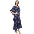thumbnail image 1 of Bimba Women's Cotton Navy Blue Designer Night Wear Dress Kaftan Long Kaftan-4, 1 of 5