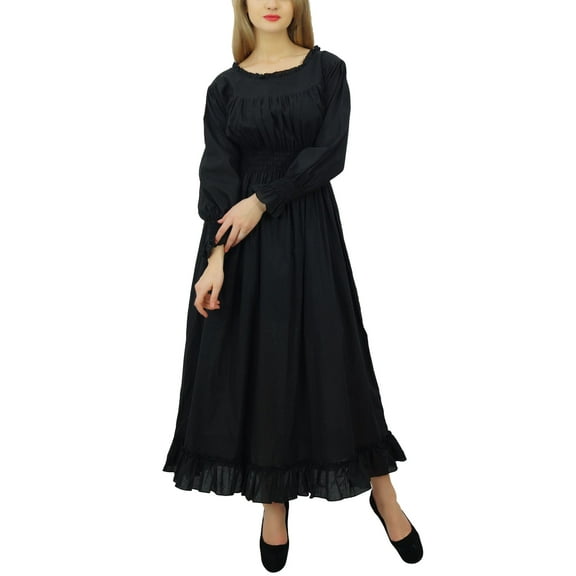 Bimba Women's Cotton Smocked Waist Long Casual Maxi Dress