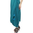 thumbnail image 1 of Bimba Women's Cowl Drape Maxi Teal Blue Dress With Tassel Scarf Holiday Wear-4, 1 of 5